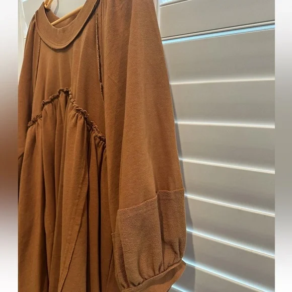 Rust Brown Babydoll Sweatshirt Dress C&V CHELSEA & Violet large - Picture 14 of 14